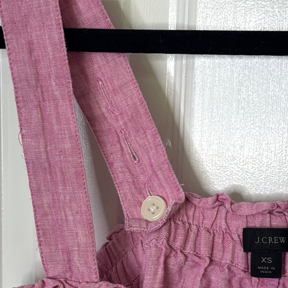J. Crew Pink Linen Sleeveless Jumpsuit with Elasticized Neckline - Picture 6 of 8